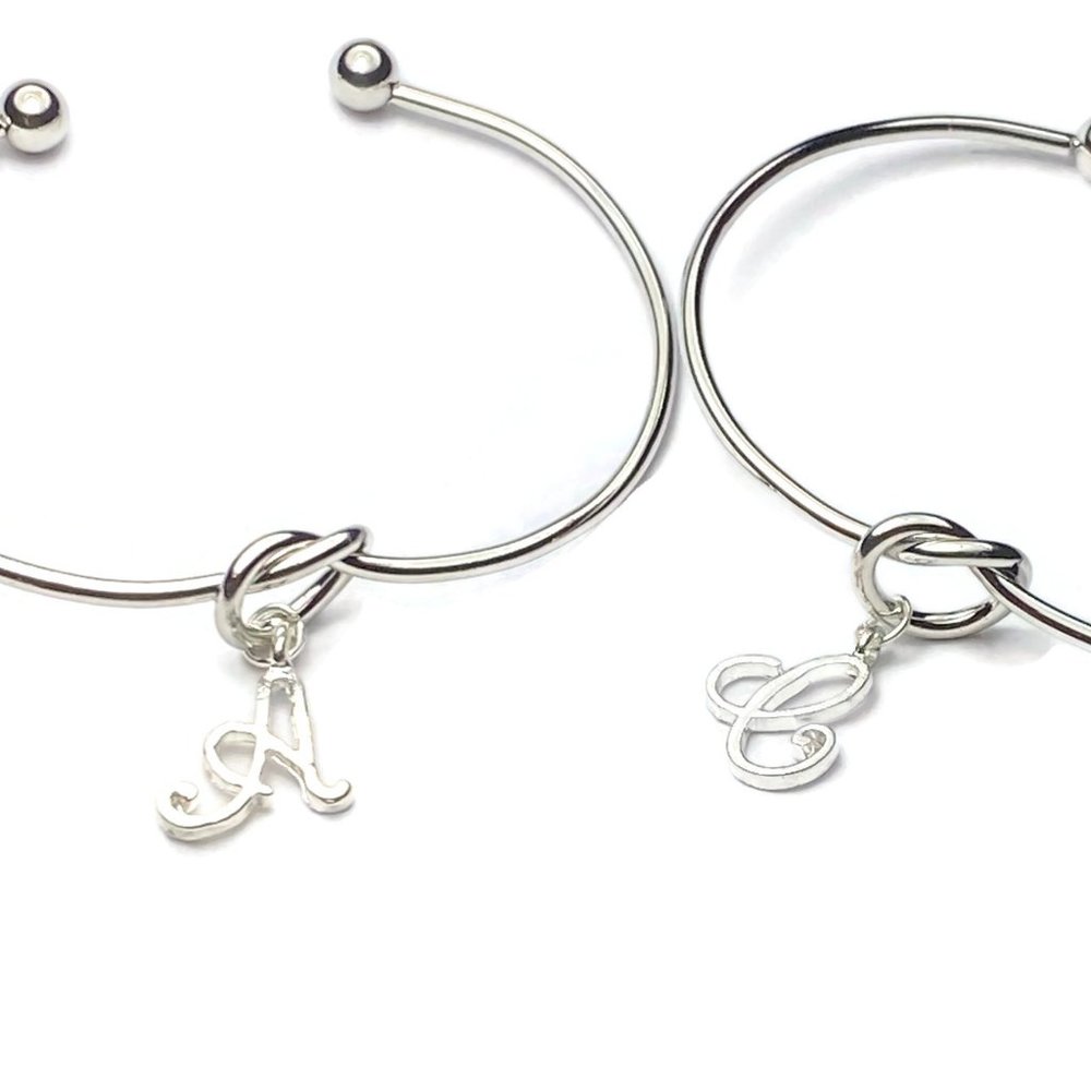 Letter knot sliver bracelet